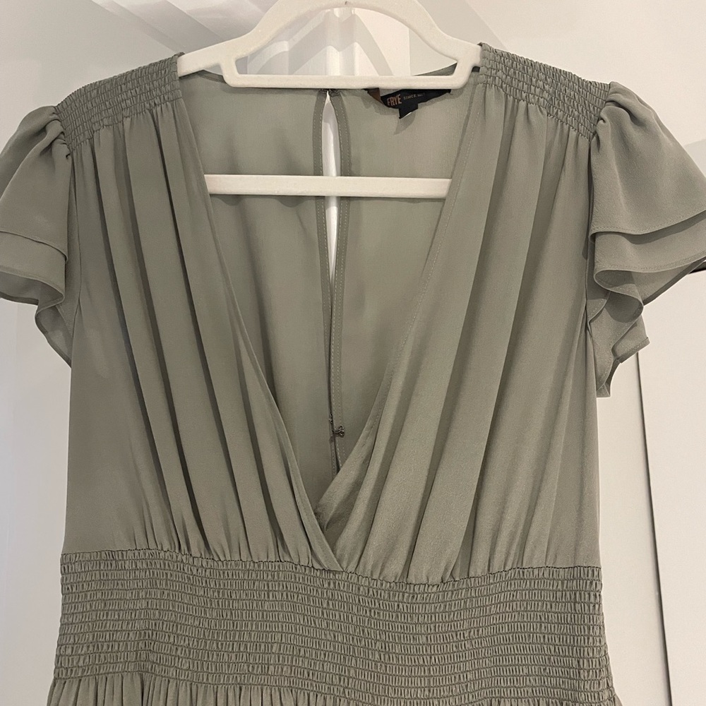 Moss green silk dress
